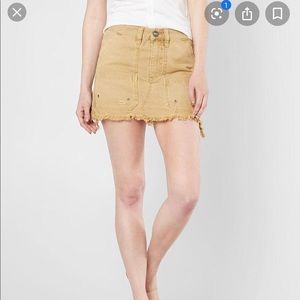 Free People Womens Canvas Frayed Hem Cargo Skirt